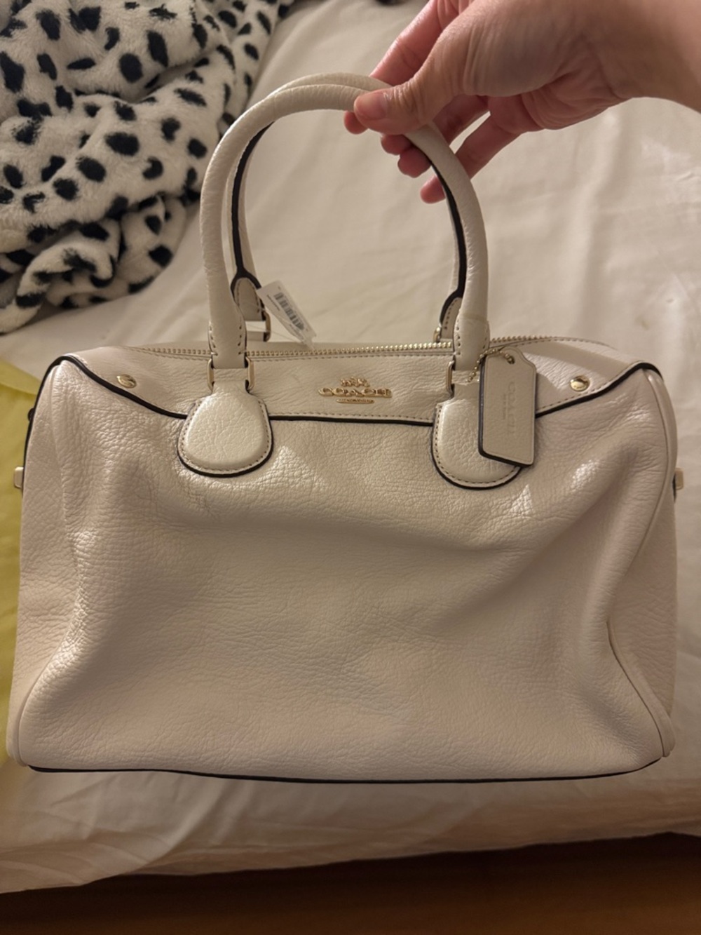 Coach Off-White Pebbled Leather Satchel with Gold Hardware (tiny scuffs around)